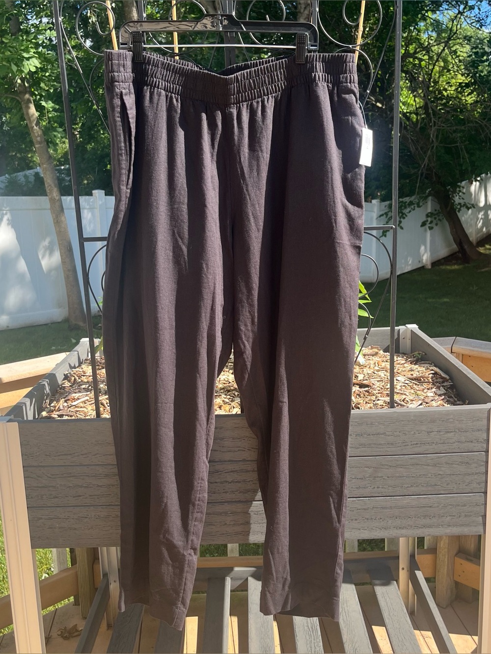 Old Navy Women’s High Rise Straight Leg Linen Blend Black Pull On Pants Size XLT